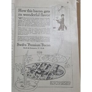 Vintage Swifts Premium Ham or Bacon Print Ad "The Call to Better Breakfasts"